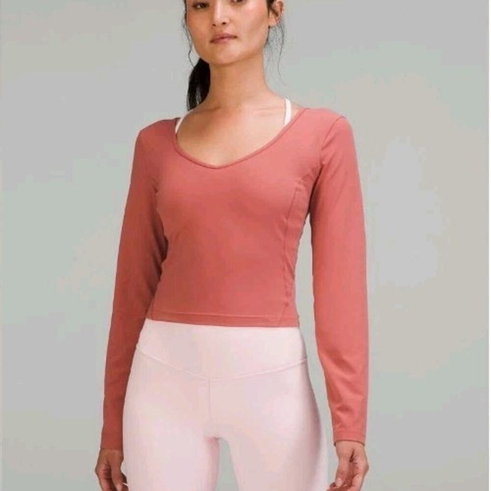 Lululemon Align Long Sleeve Shirt Size 6 Brier Rose Cropped Nulu Slim Fit Top